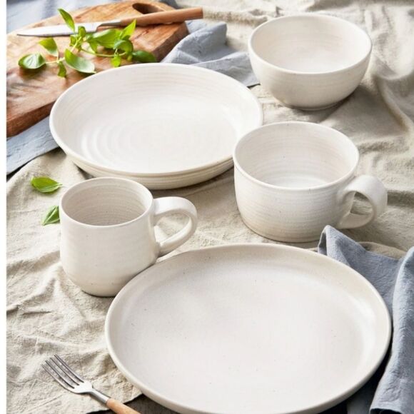 Soho Loft 4-Piece Speckled Reactive Glaze Stoneware Dinner Plate Set - Picture 2 of 6